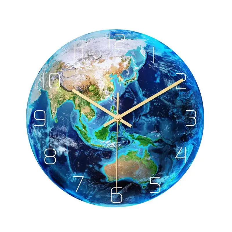 

3D Earth Wall Clock Fluorescent Planet Clock Luminous Needle Art Horloge Print Wall Decorations Wallpaper Decals Home Decor Tool