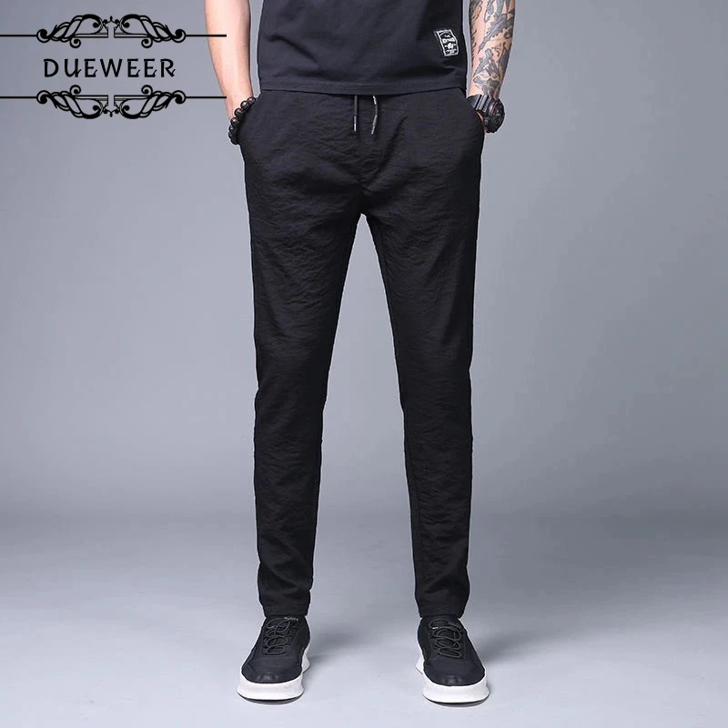 

New Ultra-Thin Ice Silk Long Pants Summer Men's Trend Korean Straight Breathable Casual Pants Youth Sports Pants Trend