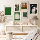 Домашний декор холст японский актер печать абстрактные постеры тюльпан Вильям Морриса живопись стена зеленый павлин Картины домашний декор