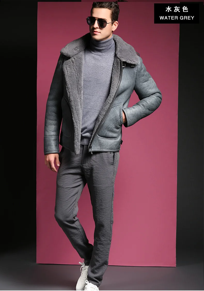 Мужская куртка из овечьей кожи с шерстяной подкладкой|Мужские кожаные куртки| |