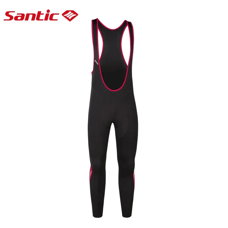 Santic, мужские велосипедные нагрудники, 4D подкладка, подушка, зима, MTB, велосипед, Велоспорт, нагрудник, длинные штаны, теплый флис, Азиатский Размер, M-3XL, K7MC019 - Цвет: K7MC019R