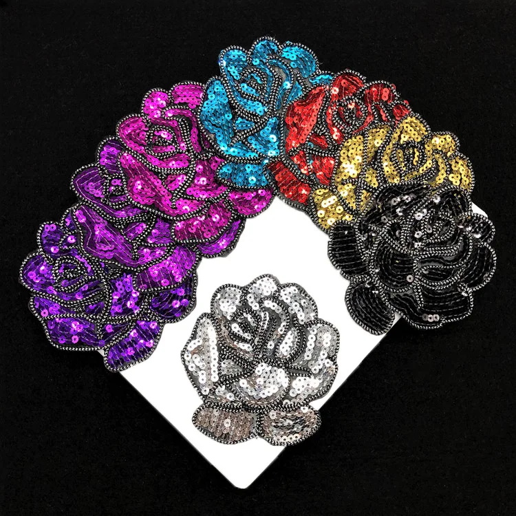 1 шт. красная Роза 3D Пришивные блестки цветы патчи для одежды Сделай Сам утюжок на