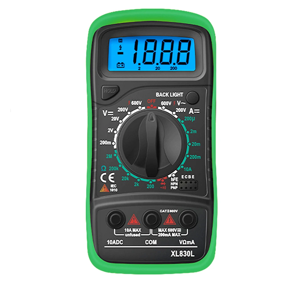 

Портативный цифровой мультиметр XL830L с ЖК-дисплеем и подсветкой, амперметр переменного/постоянного тока, вольтметр, Омметр, тестер напряжен...