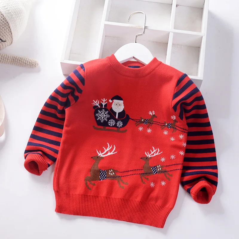2019 Christmas Children's Sweater Elk Knit Pullover for Boys Winter Warm Kids Sweaters |