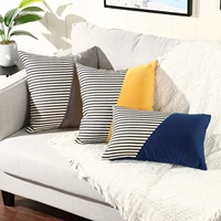 velvet striped pillowcase plain black soft comfortable cushion cover square home car nap big brown blue pillow decor 45x45cm