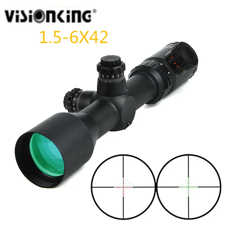 

Оптический прицел Visionking 1,5-6x42, зеленый/красный точечный прицел, тактический прицел для винтовки 223, 308, 30-06, AR 15