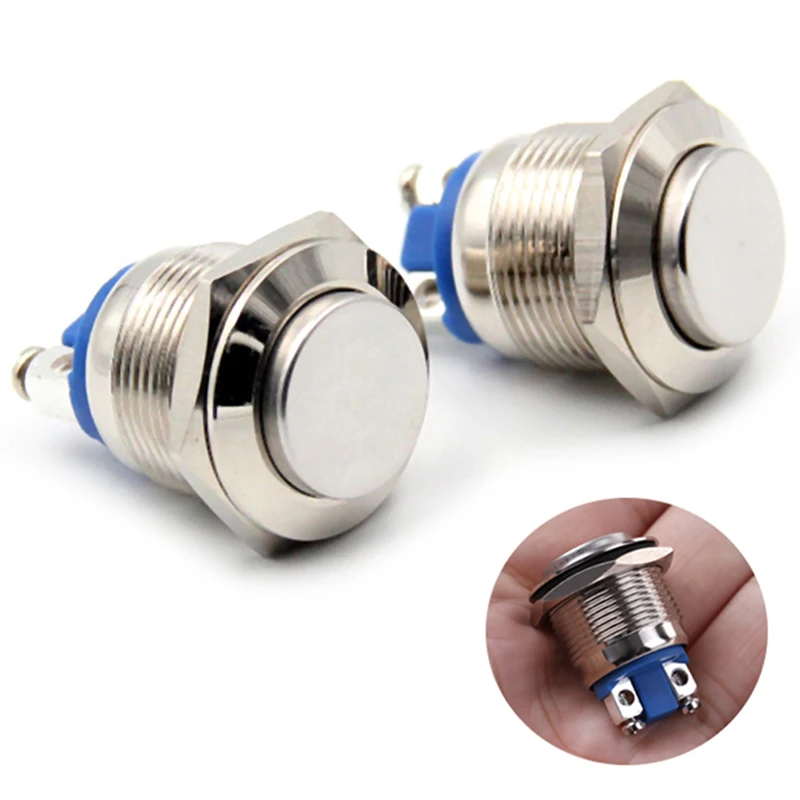 

1Pc 19mm Waterproof Momentary Metal Push Button Switch High Head Switches Rating Value 3A/220V