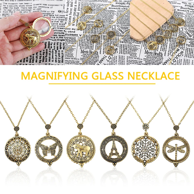 

Vintage Life of Tree Cat Owl Pendant Gold Necklace For Women Men Statement Art Magnifying Glass Cabochon Long Chain Jewelry Gift