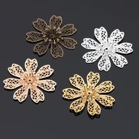 10pcs 28mm metal flower beads cap silver gold color filigree flower base bead cap charms for jewelry making craft components diy