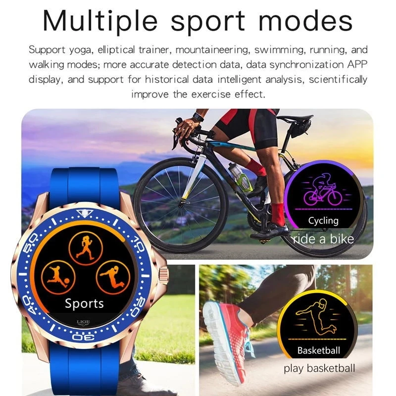 lige new luxury smart watch men multifunctional sports heart rate waterproof fitness tracking smart watches for xiaomi huawei free global shipping