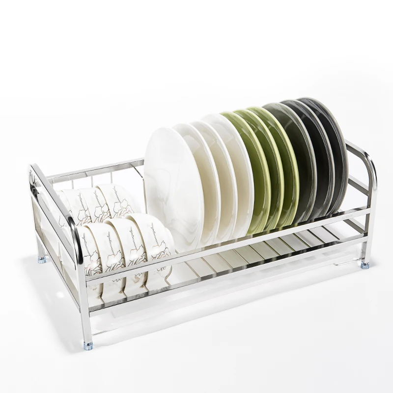 One-piece Reinforced Stainless Steel Single-layer Drain Dish Rack Kitchen Rack Storage And Drying Dish Rack Dish Rack