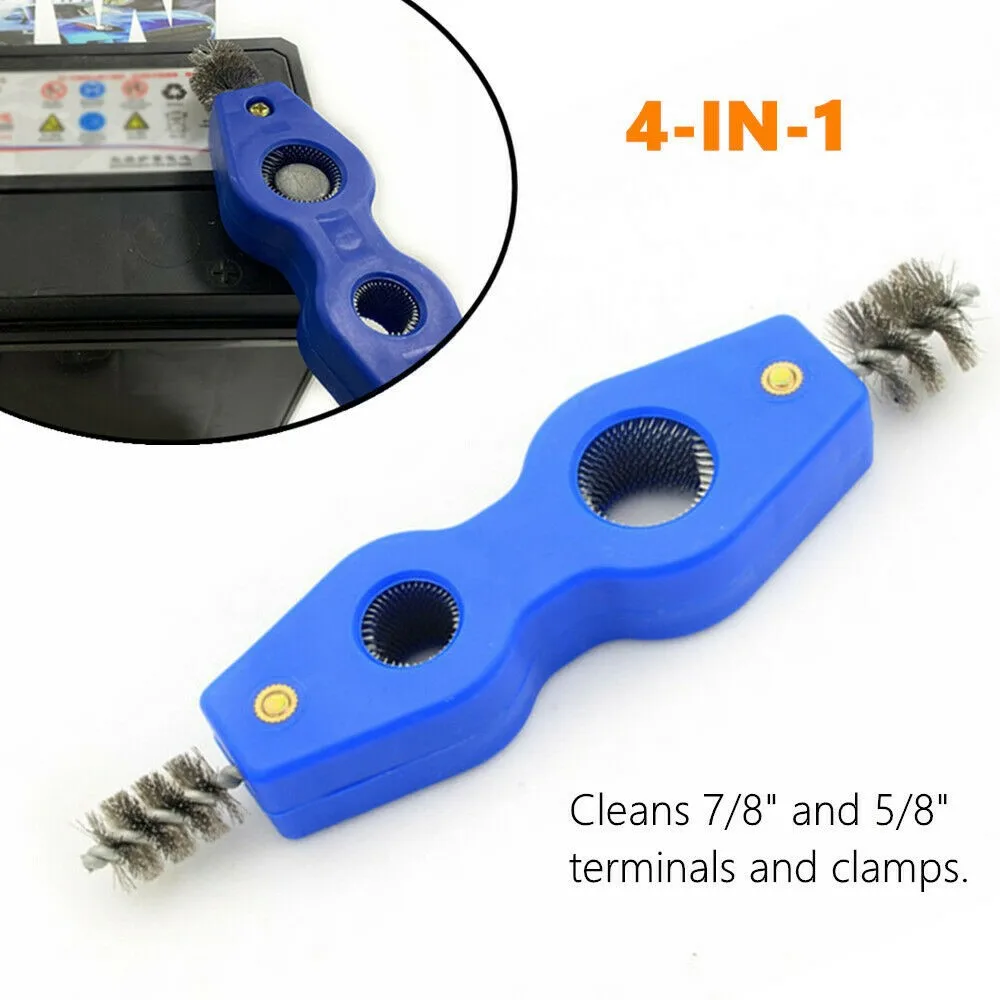 

4 in 1 Battery Brush Tool Car Auto Truck For 7/8in 5/8in Terminals Clamps Cleaner Rust Removal Brush