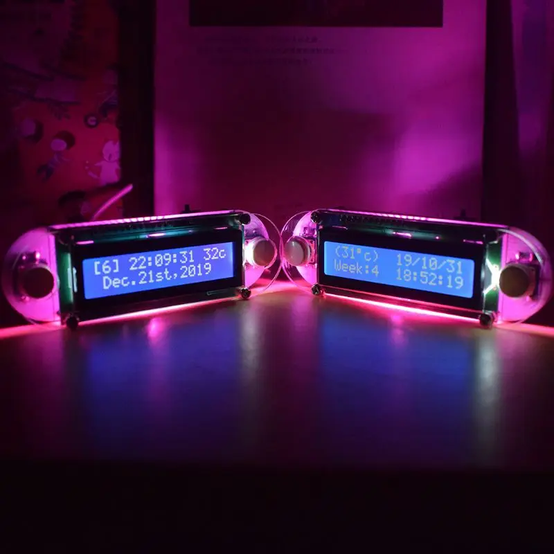 

Candlelight Effect LCD1602 Vibration Clock DIY Kit Electronic Learning Kits Gift E15A