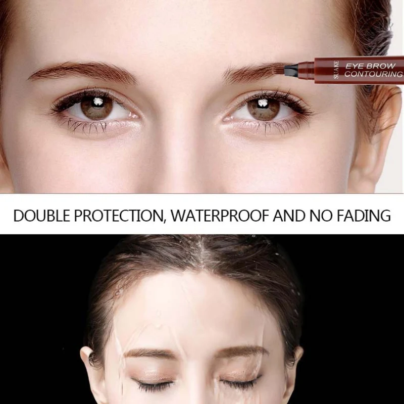 Натуральные четыре цвета для бровей водонепроницаемые ручка с защитой от пятен