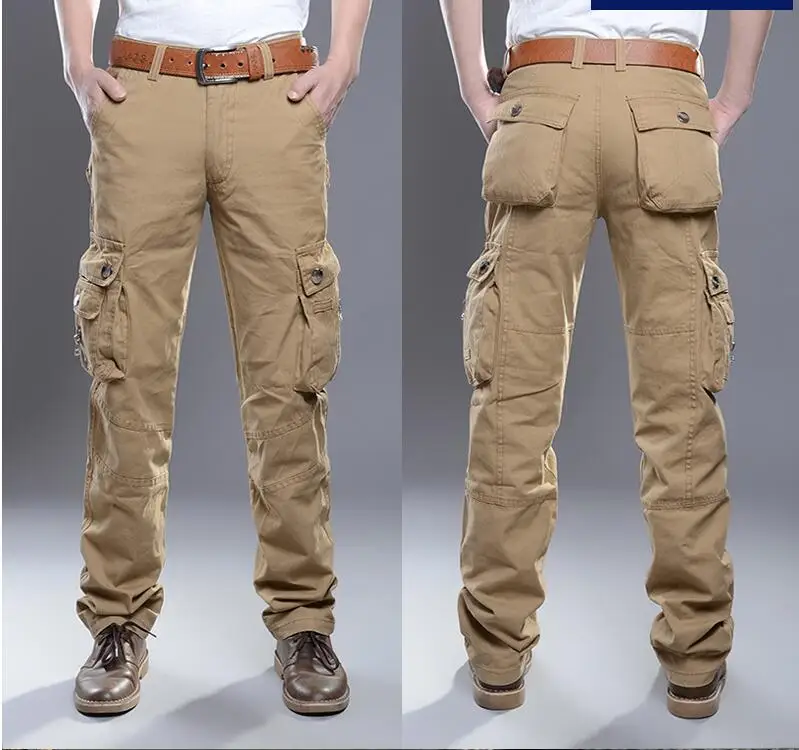 

Cargo Pants Men Combat SWAT Army Military Pants Cotton Many Pockets Stretch Flexible Man Casual Trousers Plus Size