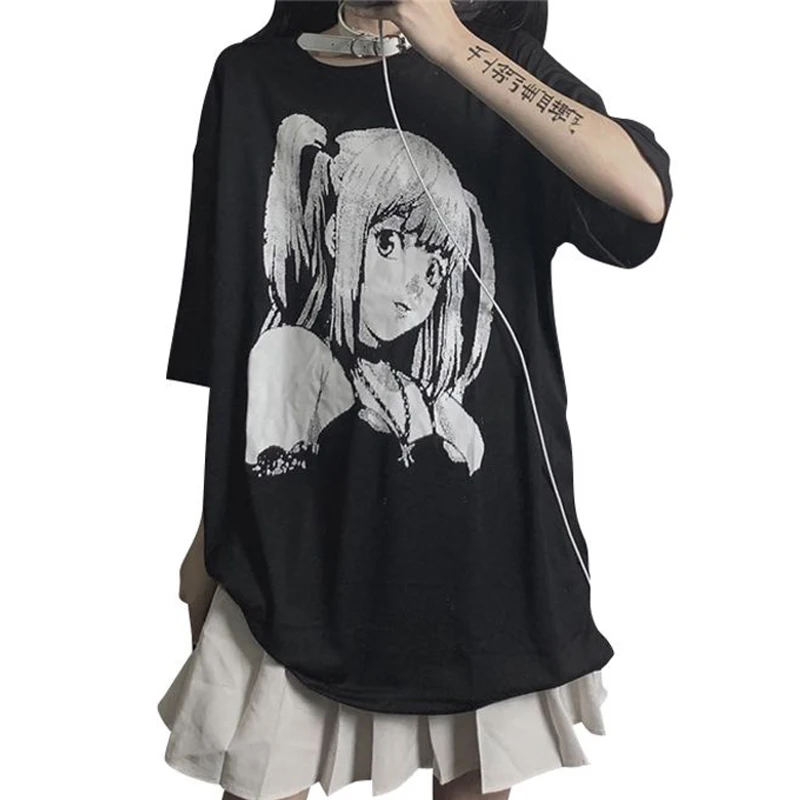 Аниме Дез Ноут Миса косплей Амане черная футболка для девочек, смешная уличная одежда Хараджуку, свободная летняя повседневная верхняя кофта, униформа.