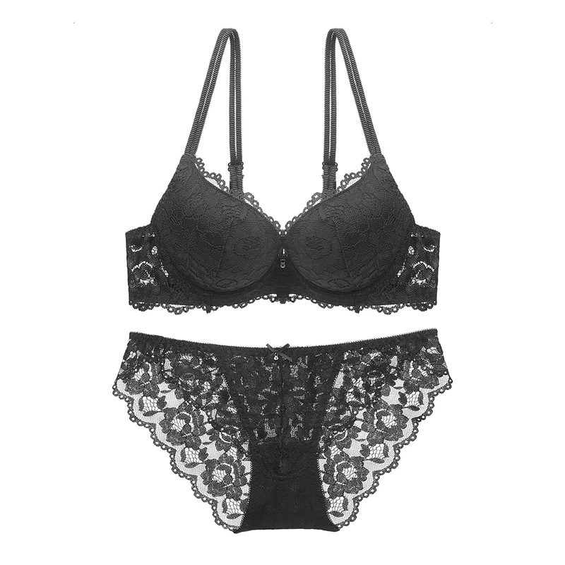

Sexy women's sexy lace underwear, thin upper and lower thick gather bra, comfortable, breathable and supportive bra set WT045
