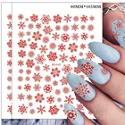 Красный, белый, синий, снежинки, наклейки для ногтей, дизайн на Рождество, 3D Самоклеящиеся 2022, рождественские украшения для ногтей, наклейки s