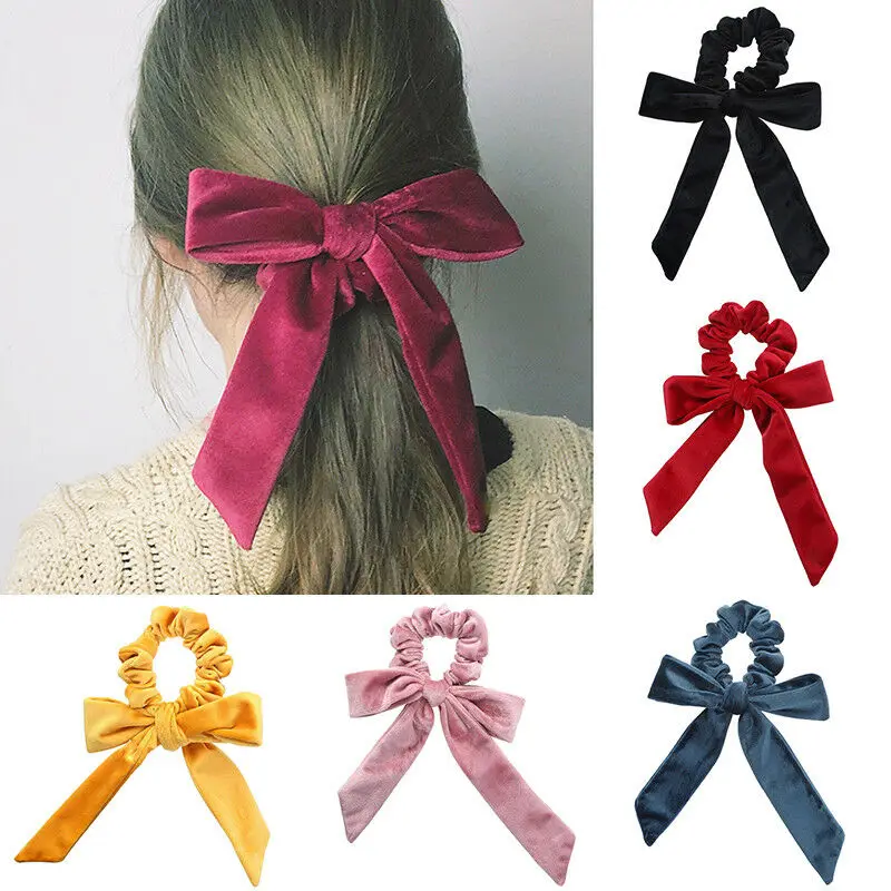 

Korean Girl Hair Rope Velvet Scrunchie leopard Elastic Hair Bands For Women Elegant Bow Ties Ponytail Holder Hair Accessories