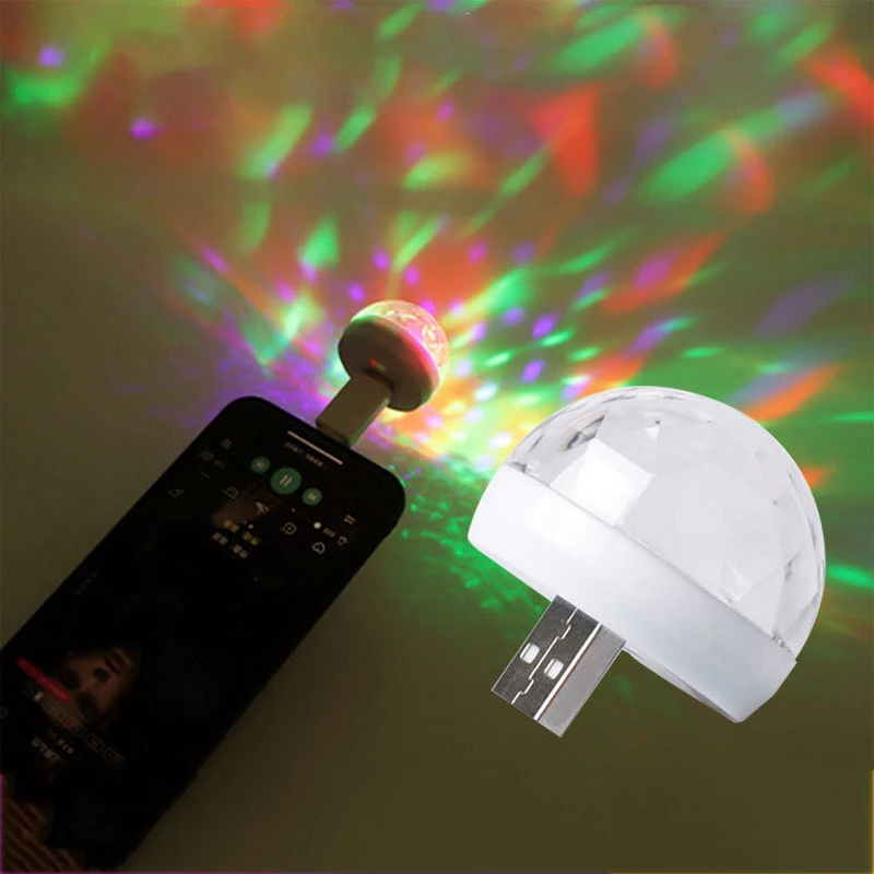 Автомобильная лампа с USB-разъемом DJ RGB миниатюрный Красочный музыкальный