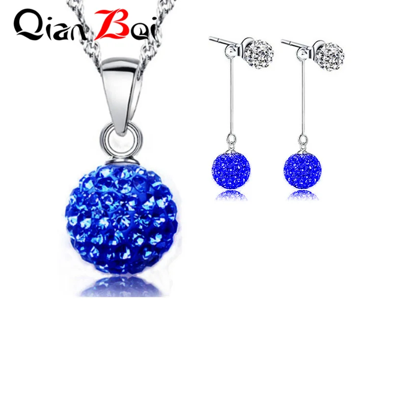 QianBei Модные Ювелирные наборы 10 мм Disco Ball Австрийское ожерелье со стразами и серьги