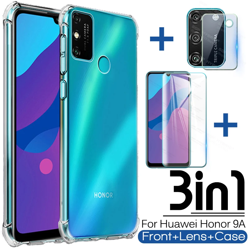 Прозрачный силиконовый чехол из ТПУ для Huawei Honor 9A 9C 9S закаленное стекло Защитная