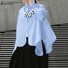 Весна 2021, однотонная Асимметричная блузка ZANZEA, модные Рабочие Рубашки, Женская Повседневная Туника с длинным рукавом, топы, элегантные блузы, женская рубашка