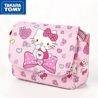 takara tomy hellokitty cute double zipper buckle waterproof large capacity leather bag shoulder messenger small bag