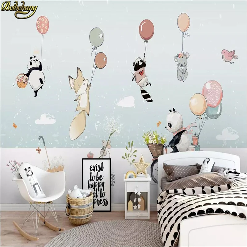 Пользовательские Симпатичные Мультяшные животные воздушный шар обои для