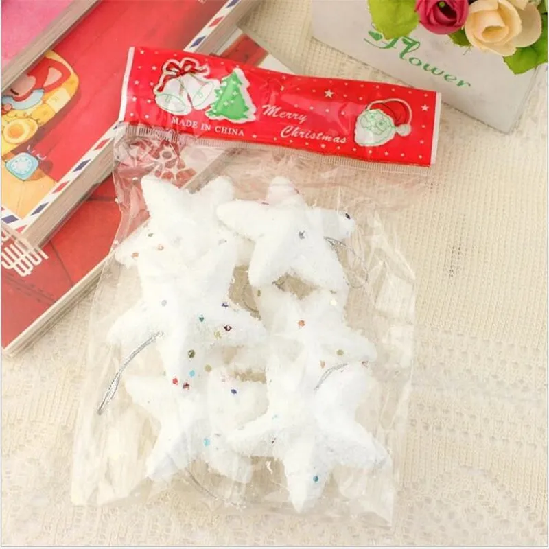 6 шт./упак. Рождество пузырь снег пятиконечная звезда подвесная Елочная игрушка