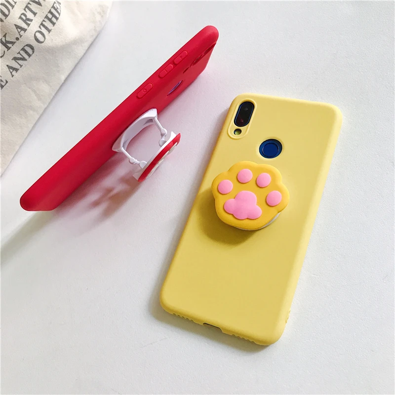 Candy Case Cat Dog Paw Holder Soft TPU Cover For Huawei P40 P30 P20 P10 P8 P9 Lite E 2017 P Smart Z S Pro Plus 2019 2020 2021