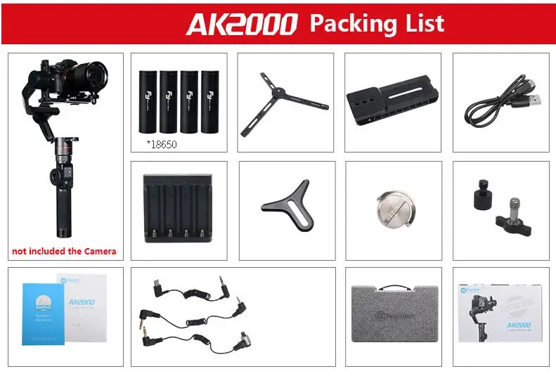AK2000 FeiyuTech AK4000 AK2000 handel гиростабилизатор Feiyu 3-Axis Камера стабилизатор для sony Canon 5D Nikon 2,8 кг 4 Panasonic GH5 Полезная нагрузка - Цвет: AK2000