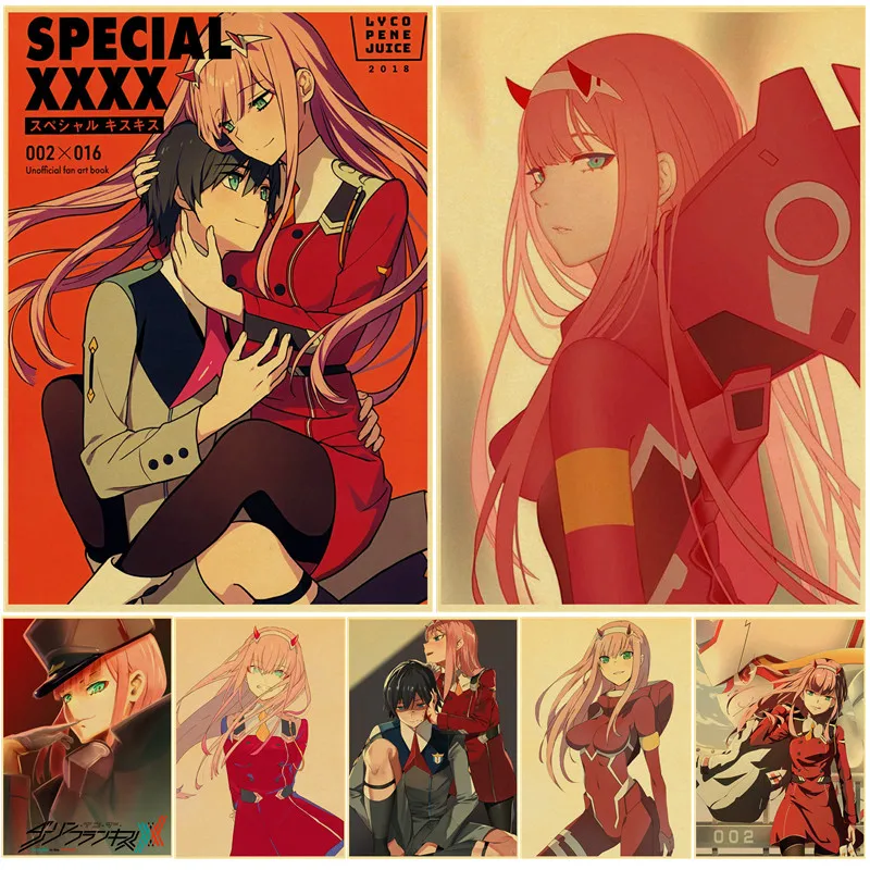 

Classic Anime DARLING in the FRANXX Kraft Paper Retro Posters Painting Wall Poster Modern Art Poster For Kids Room/Bar Decor