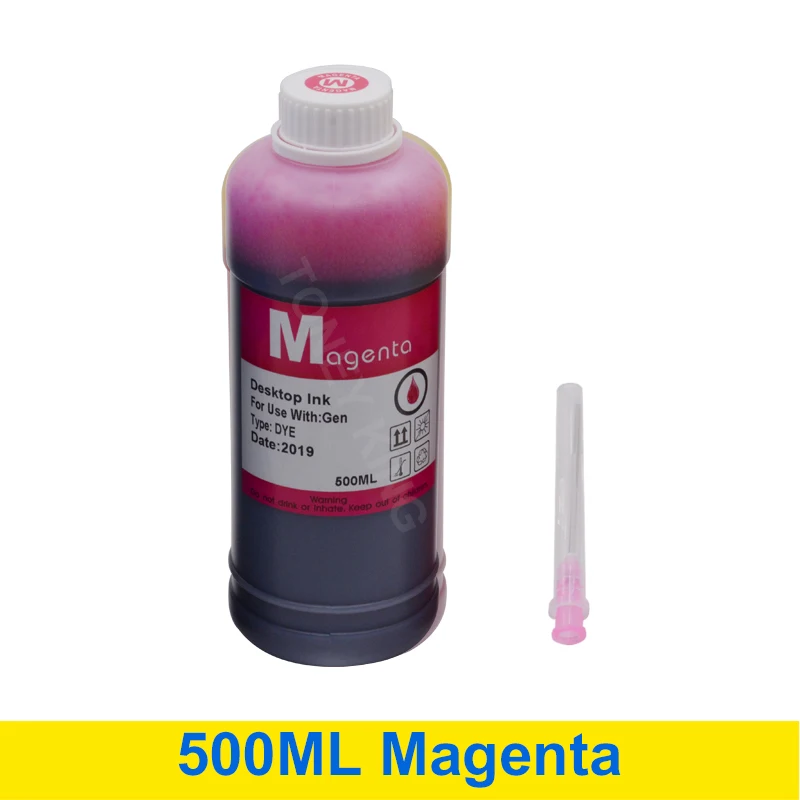 Magenta Toney universal(король 500 мл флакон принтер чернила для заправки комплекты для HP 123 122 121 302 304 300 650 652 21 22 140 141 901 350 XL чернильные картриджи - Цвет: Magenta