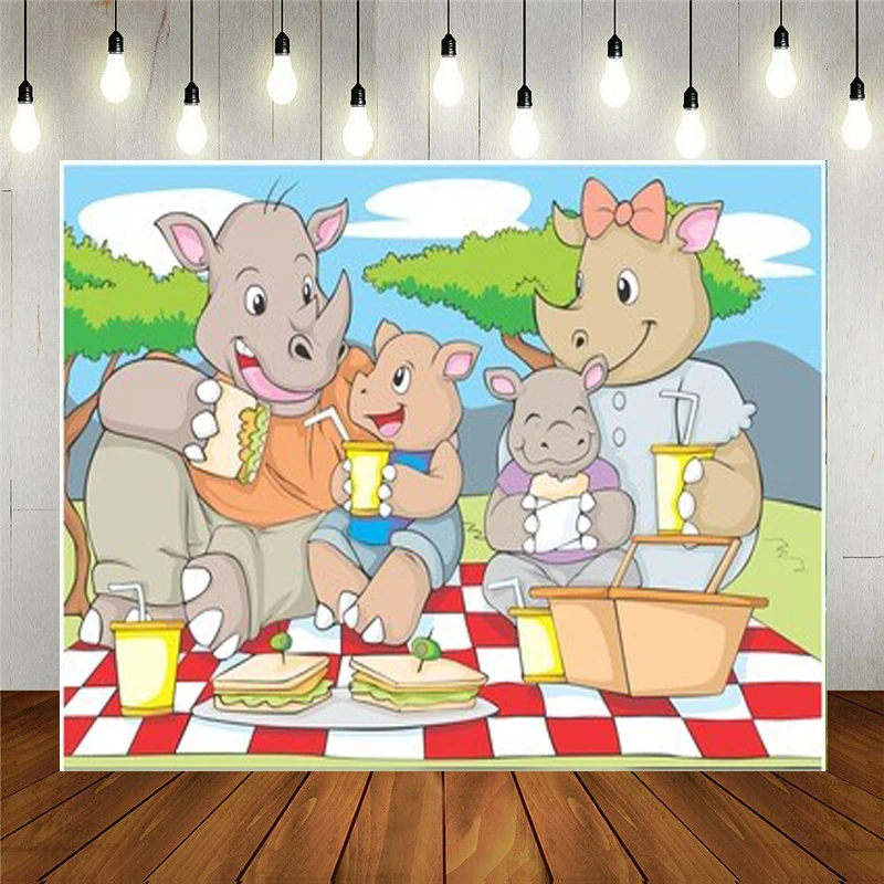 

Реквизит для фотостудии Nitree Виниловый фон для фотосъемки детский день рождения украшение для пикника семейство счастливого Рино