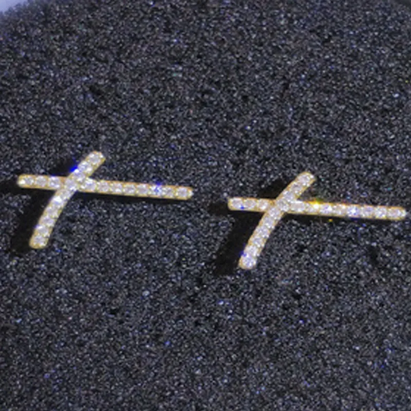 

Milangirl Creative Mirco Paved Crystal AAA CZ Zircon X-shaped Stud Earrings Women Small Minimalist Cute Student Girls Jewelry