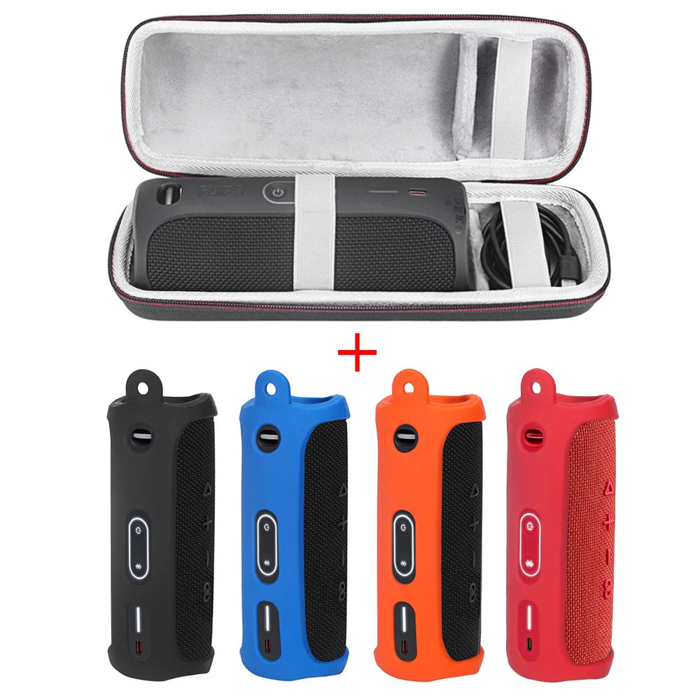 2 в 1 жесткий футляр для хранения EVA на молнии + Мягкий силиконовый чехол JBL Flip 5