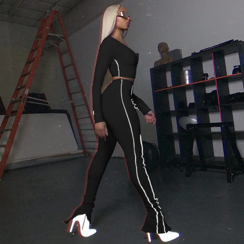 Светоотражающие полосатые тренировочные комплекты модные спортивные