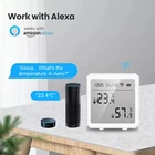 Датчик температуры и влажности Tuya Wi-Fi для умного дома со светодиодным экраном, сверхнизкое энергопотребление, работает с Google Assistant