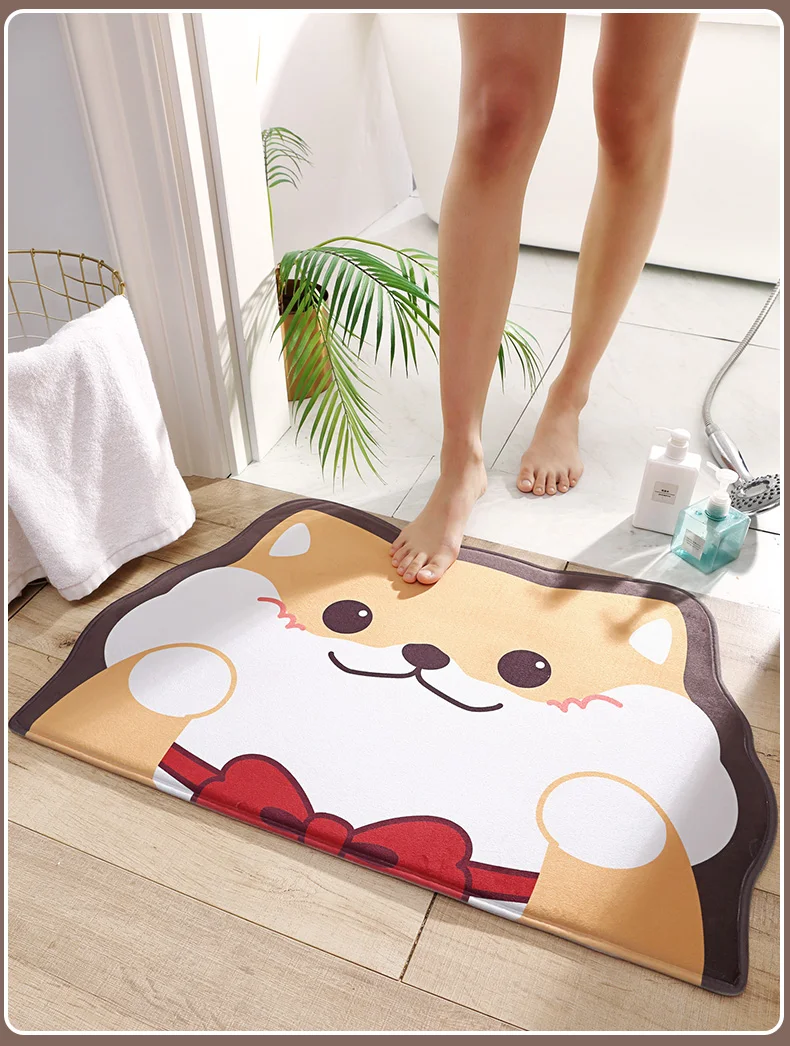 

Bathroom Absorbent Floor Mat Home Doorway Mat Cute Carpet Doormat Entrance Toilet Non-Slip Mat Bathroom Step Mat