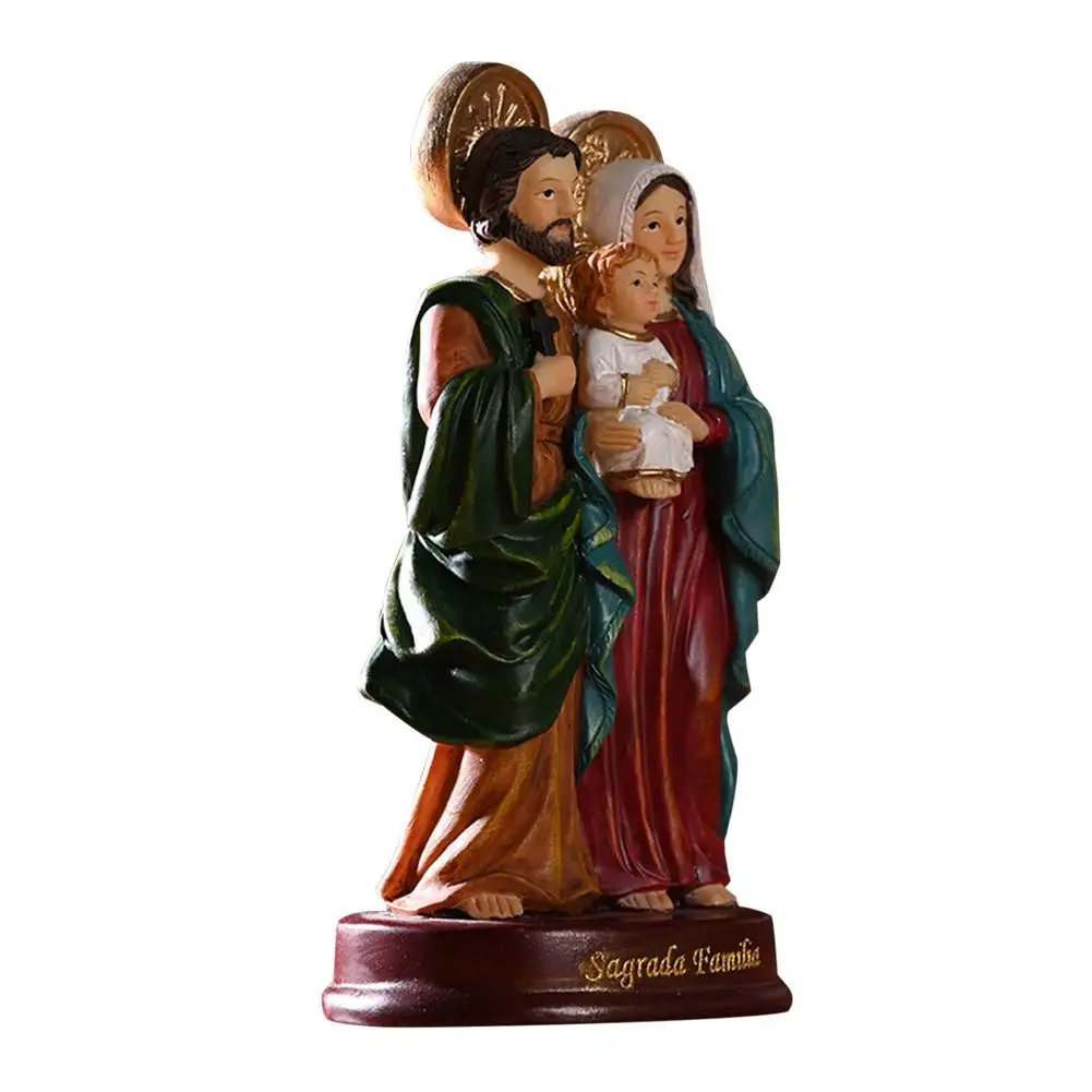 

Религиозная фигурка святой семьи Иисуса Марии Иосифа красочный элемент из смолы для католического христианского Рождества