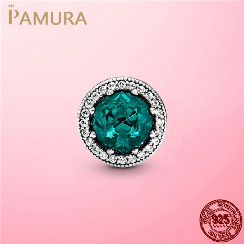 

New Sparkling Sea Green Charm 925 Sterling Silver CZ Radiant Cubic Zircon Charm Beads fit Pandora Bracelet DIY Jewelry Making