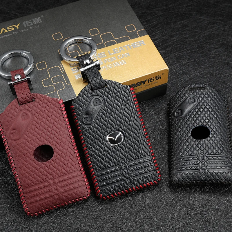 car Key case Cover 2 button for Mazda 3 5 6 8 M8 CX-7 CX-9 Smart key chain ring holder genuine leather | Автомобили и мотоциклы