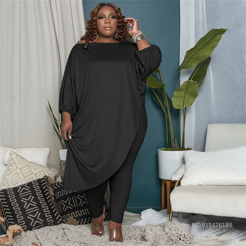 

Plus Size Women Clothing L-5XL Fall Long Sleeve Tops and Leggings Solid Loungewear Casual Two Piece Set Dropshipping Wholesale