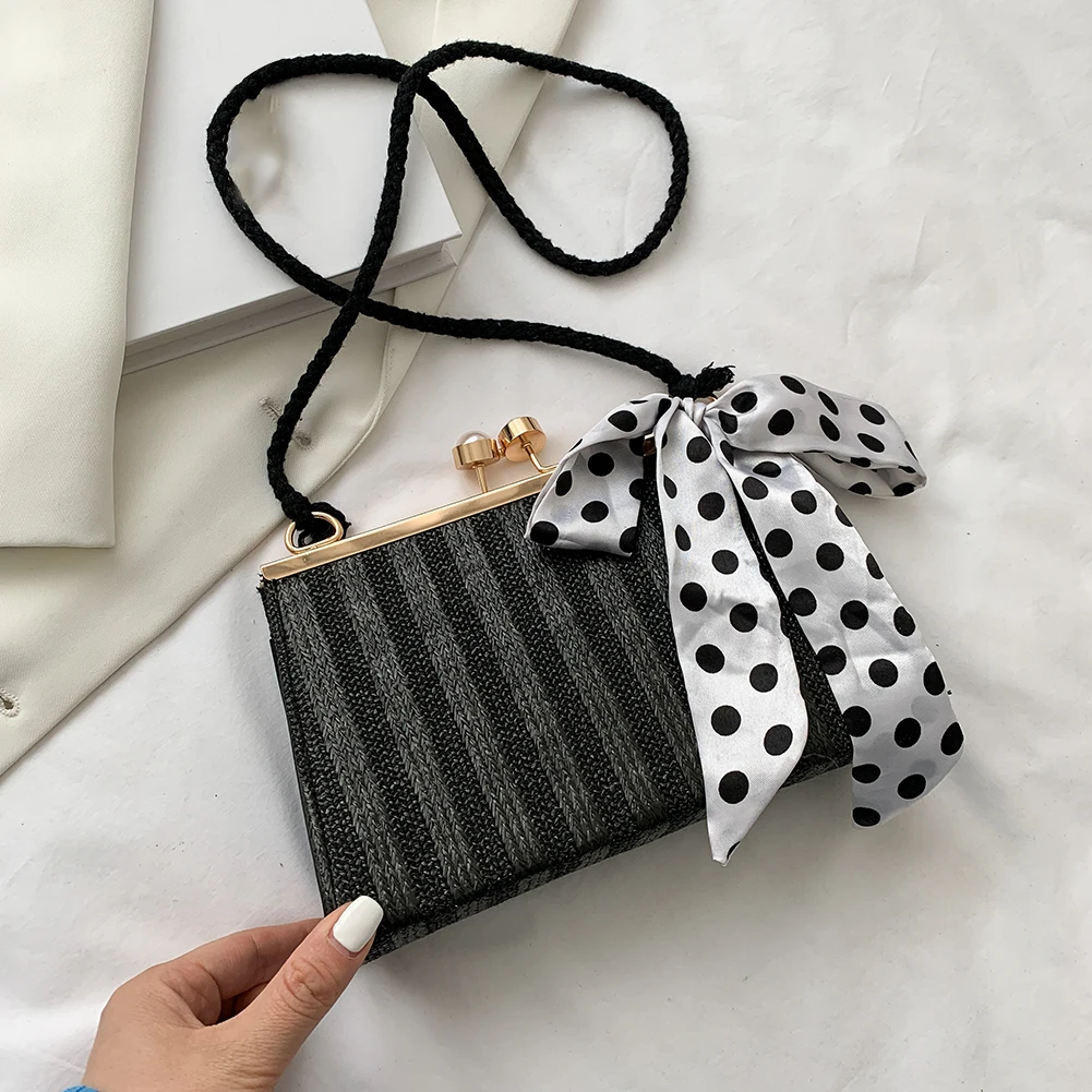 

Женский тканый шелковый шарф в стиле ретро, маленькая сумка-мессенджер на плечо, женская сумка на застежке, новая коллекция, Повседневная пл...