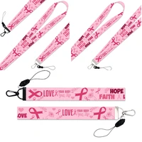 mobile phone straps multi function neck lanyards for couples keys id badge webbing breast cancer awareness pattern detachable