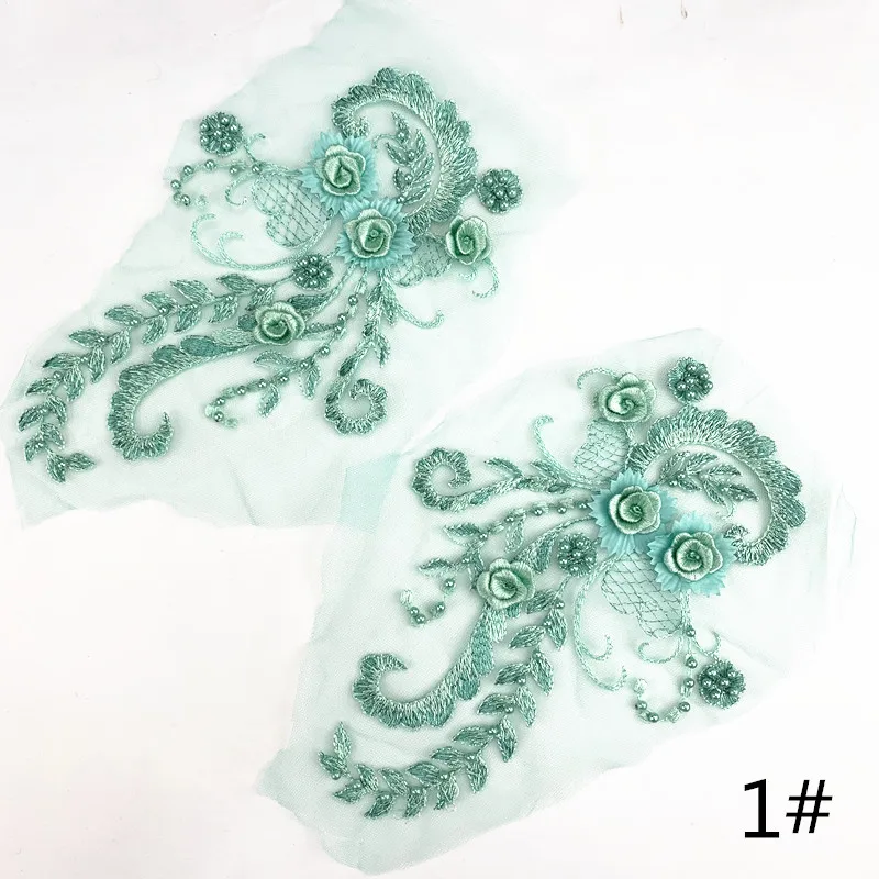 Новинка 1 пара красные черные синие белые цветочные бусины с 3D вышивкой ручной