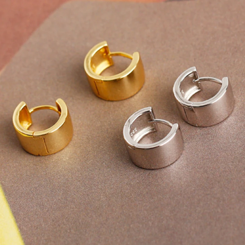 Simple Genuine 925 Sterling Silver Hoop Earrings For Women Girl Gold/Silver Circle Round Minimalist Party Jewelry | Украшения и