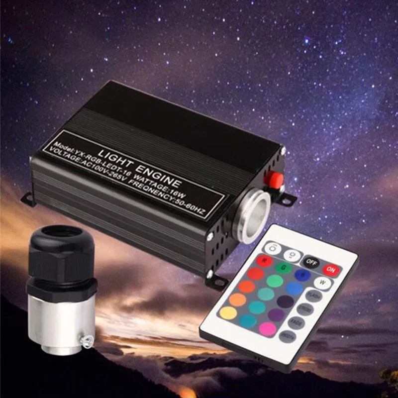 Led RGB 16 Вт оптический волоконный светильник двигатель Оптическое волокно драйвер с 24 ключ RF дистанционного волоконно-оптический светильник ing x 20 шт