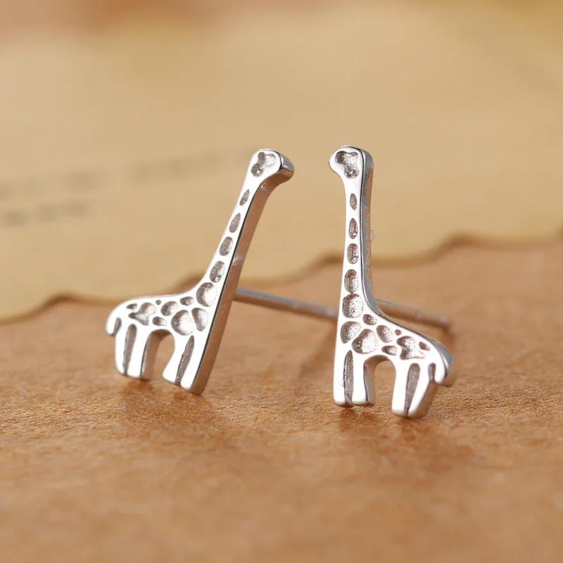 

Real 100% 925 Sterling Silver giraffe Stud Earrings for Women Girls Fashion sterling-silver-jewelry brincos brinco